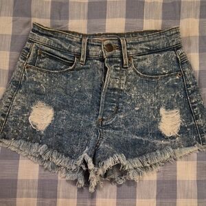 Guess Light Blue Frayed Jean Shorts